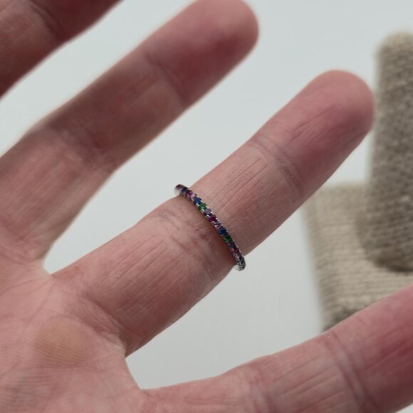 Size 5 Sterling Silver Topaz Spinel Amethyst Gems Ring A3887 - Picture 5 of 9